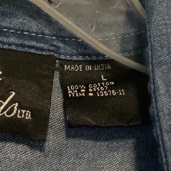 Large Denim Embroidered Button Down Shirt - Picture 5 of 8